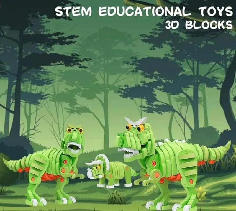 SET DE BLOQUES ARMABLES 3D DE DINOSAURIO CON 104 PIEZAS - 4