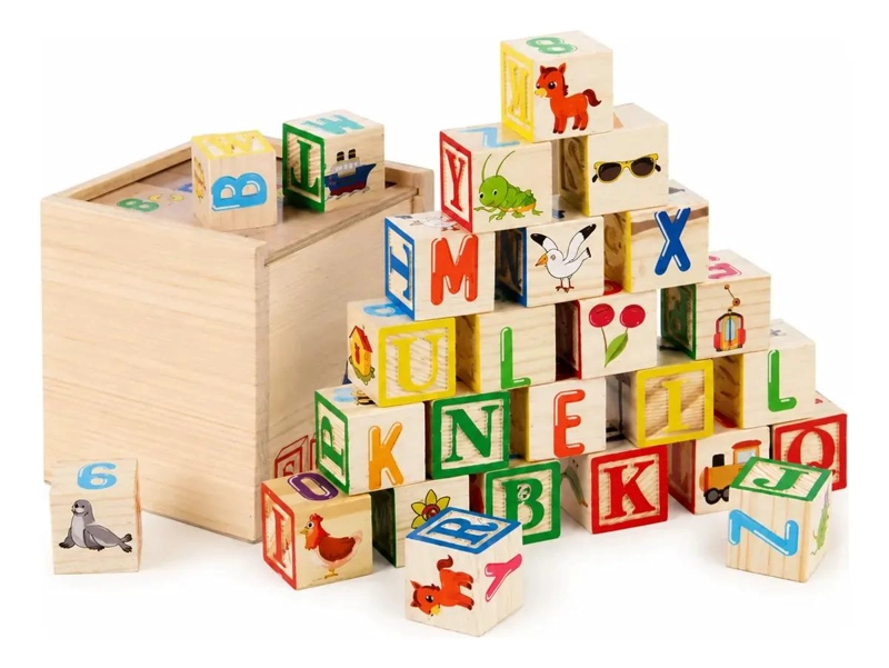 BLOQUES DE CONSTRUCCION DIDACTICOS DE MADERA PARA NIÑOS 27 PIEZAS - 1