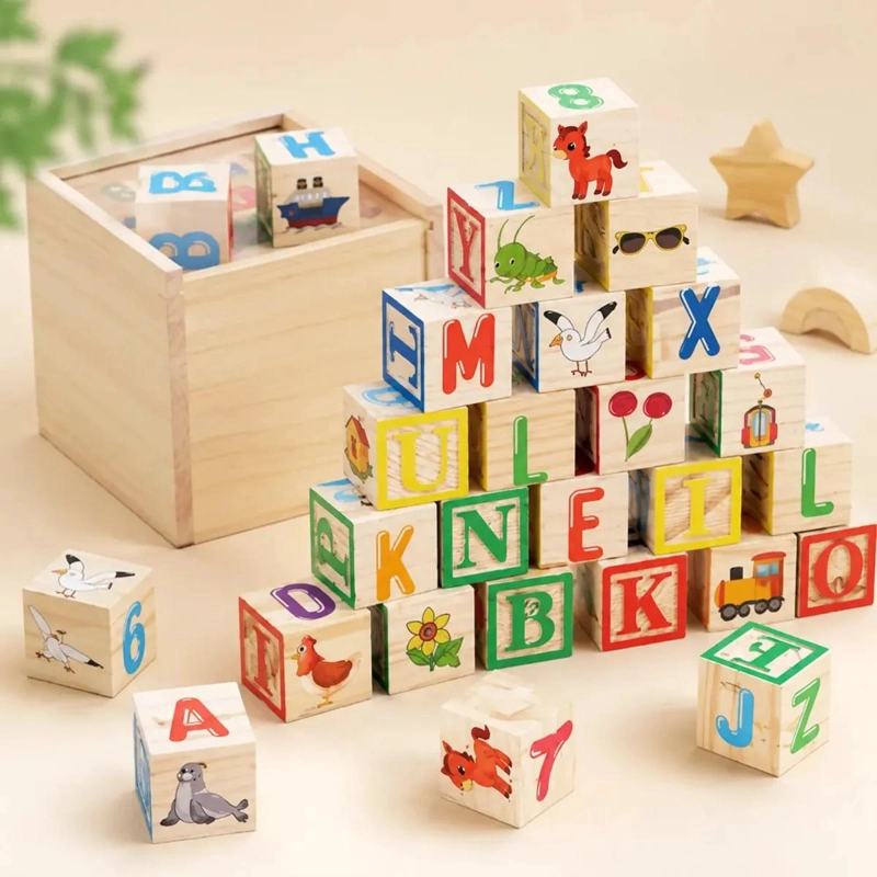 BLOQUES DE CONSTRUCCION DIDACTICOS DE MADERA PARA NIÑOS 27 PIEZAS - 3
