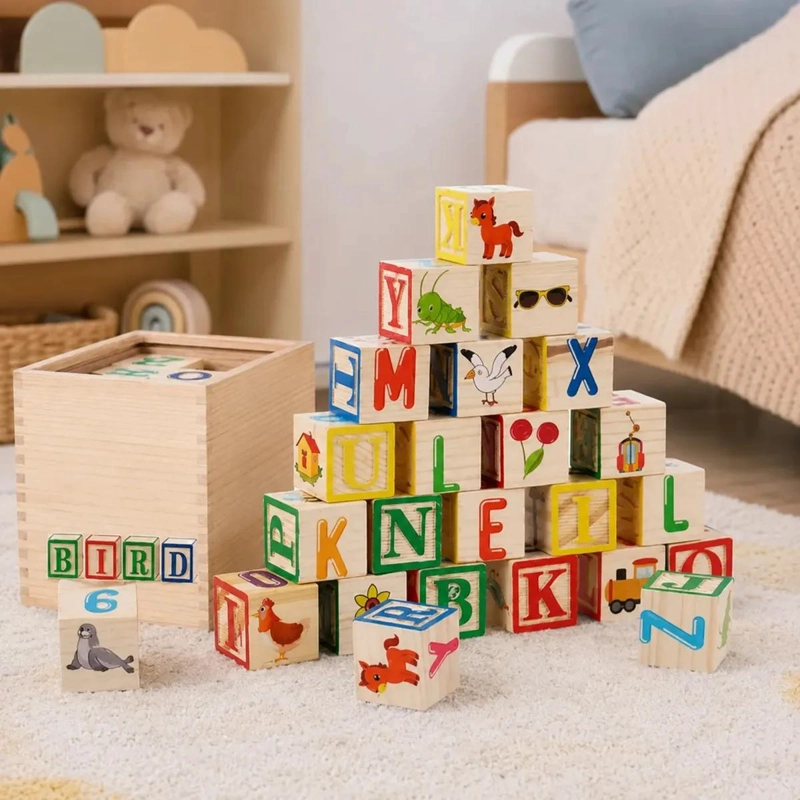 BLOQUES DE CONSTRUCCION DIDACTICOS DE MADERA PARA NIÑOS 27 PIEZAS - 4