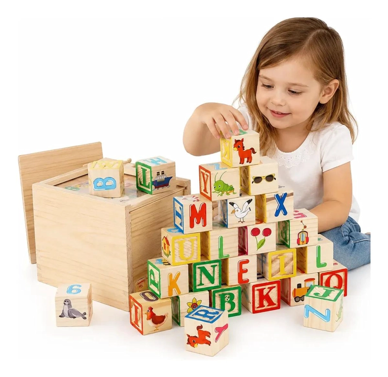 BLOQUES DE CONSTRUCCION DIDACTICOS DE MADERA PARA NIÑOS 27 PIEZAS - 5