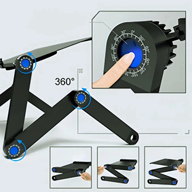 MESA PLEGABLE PARA LAPTOP CON VENTILADOR Y AJUSTE DE ALTURA - 6