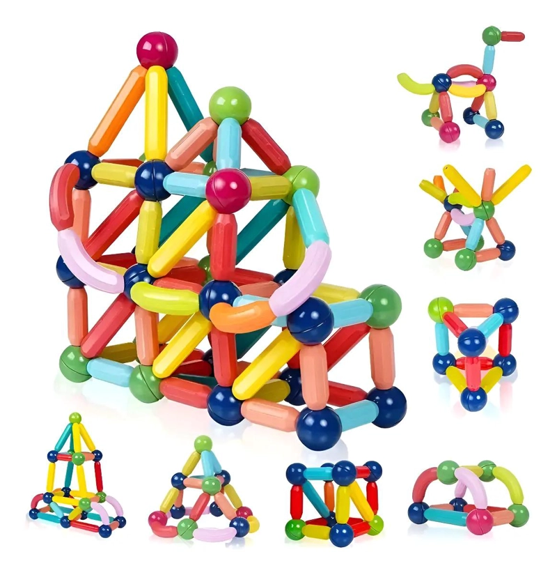 JUGUETE MAGNE TICO ARMABLE DE 64 PIEZAS PARA CREAR FIGURAS - 1