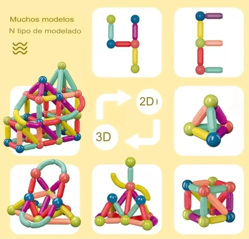 JUGUETE MAGNE TICO ARMABLE DE 64 PIEZAS PARA CREAR FIGURAS - 3