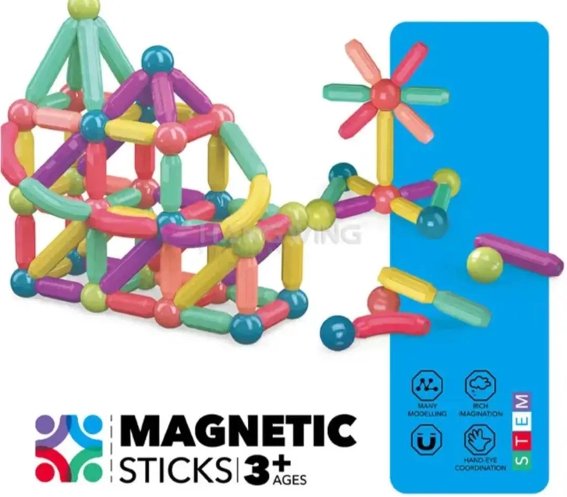 JUGUETE MAGNE TICO ARMABLE DE 64 PIEZAS PARA CREAR FIGURAS - 7