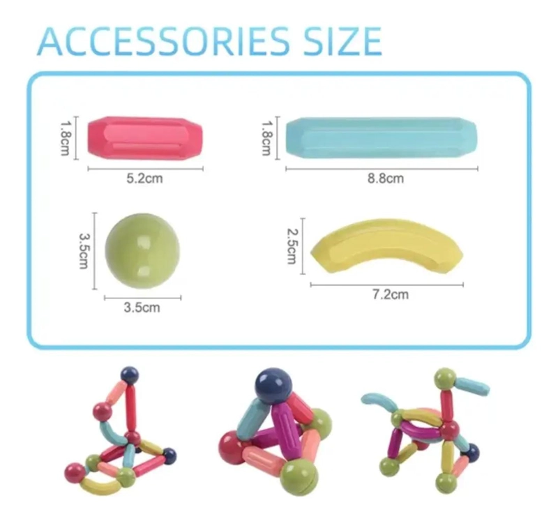 JUGUETE MAGNE TICO ARMABLE DE 64 PIEZAS PARA CREAR FIGURAS - 9