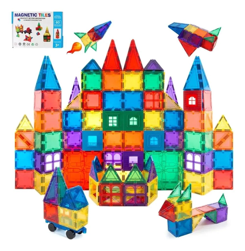 JUEGO DE BLOQUES MAGNE TICOS 3D DE 60 PIEZAS PARA NIÑOS - 1