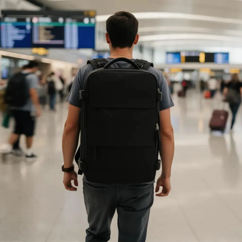 MOCHILA EXPANDIBLE IMPERMEABLE CON PUERTO USB PARA VIAJES - 2