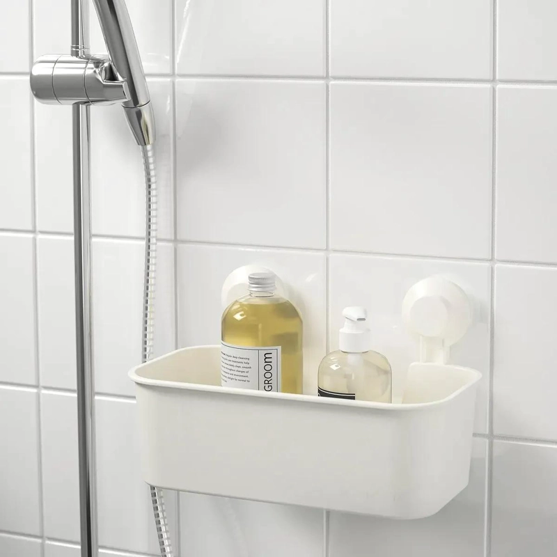 CANASTO DE DUCHA CON VENTOSAS BLANCO 28X17 CM - 3