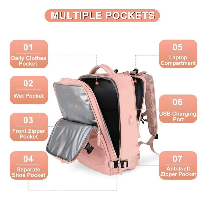 MOCHILA IMPERMEABLE DE GRAN CAPACIDAD CON PUERTO USB 39L - 3
