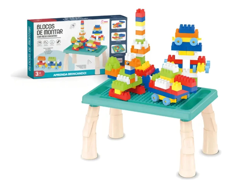 SET DE BLOQUES DE CONSTRUCCION 100 PIEZAS CON MESA MULTICOLOR - 1