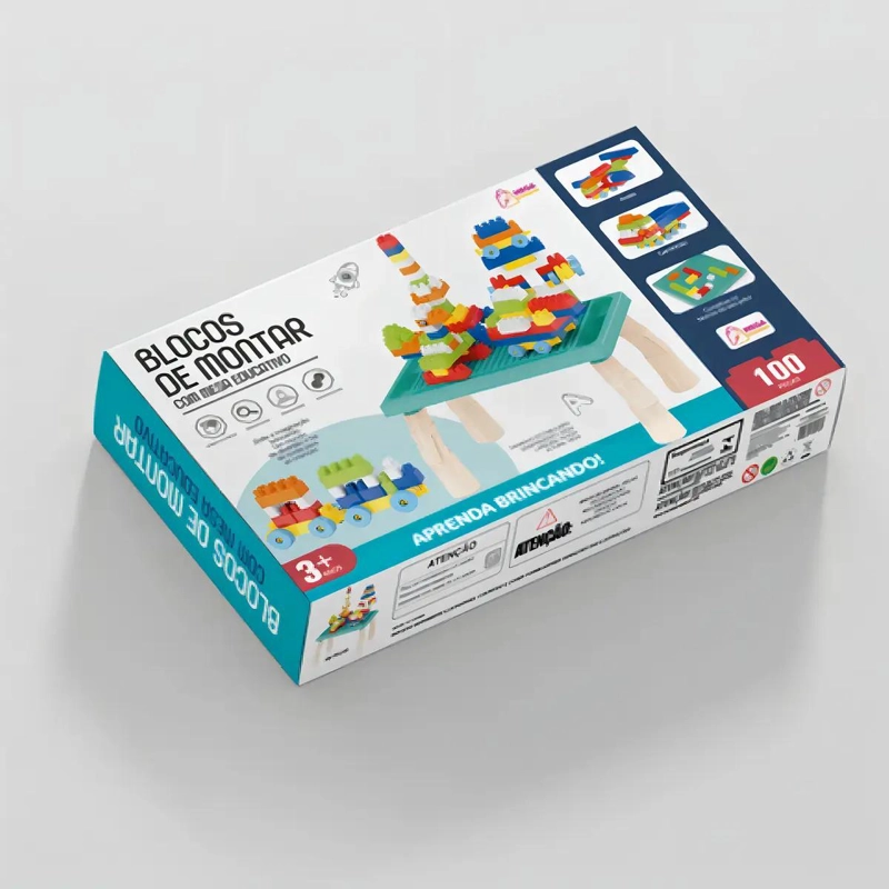SET DE BLOQUES DE CONSTRUCCION 100 PIEZAS CON MESA MULTICOLOR - 2