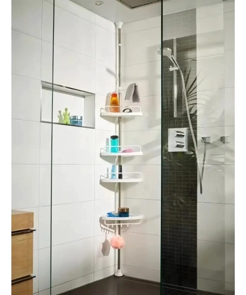 ORGANIZADOR DE DUCHA MULTIUSO CON 4 ESTANTES AJUSTABLES EN COLOR BLANCO - 10