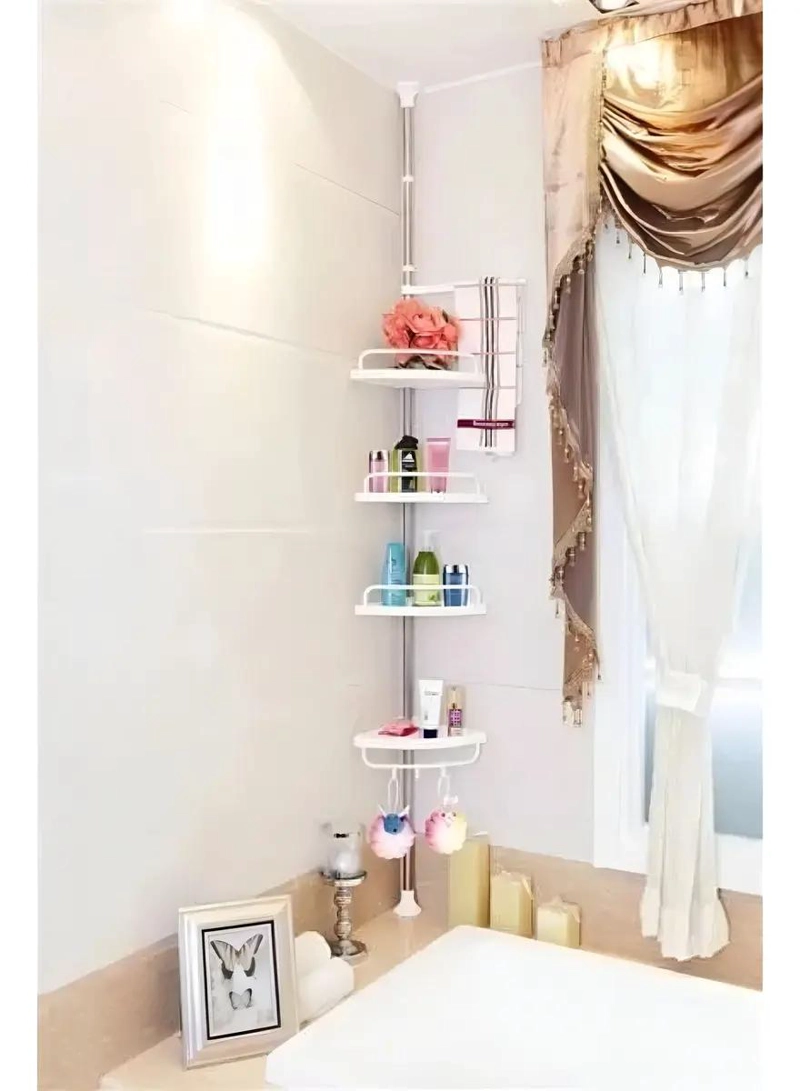 ORGANIZADOR DE DUCHA MULTIUSO CON 4 ESTANTES AJUSTABLES EN COLOR BLANCO - 9