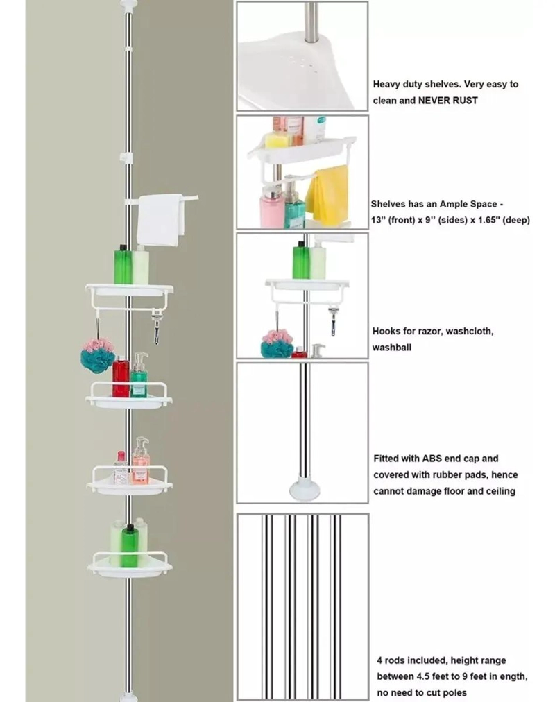 ESQUINERO DE DUCHA AJUSTABLE CON 4 NIVELES DE ALMACENAMIENTO - 6