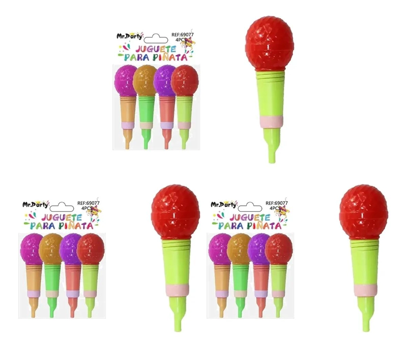 PACK DE 3 JUGUETES PARA PIÑATA MICROFONO IDEAL PARA FIESTAS - 1
