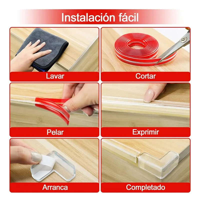 PROTECTOR TRANSPARENTE DE BORDES Y ESQUINAS PARA MUEBLES 6M - 3