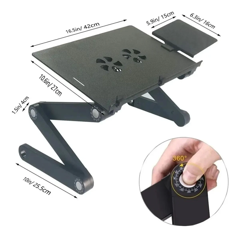 MESA PORTATIL PLEGABLE CON VENTILADORES Y AJUSTE DE ALTURA - 4