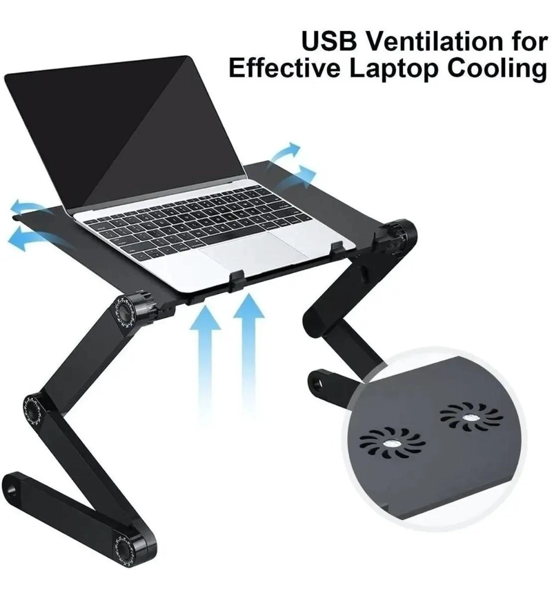 MESA PORTATIL PLEGABLE CON VENTILADORES Y AJUSTE DE ALTURA - 5
