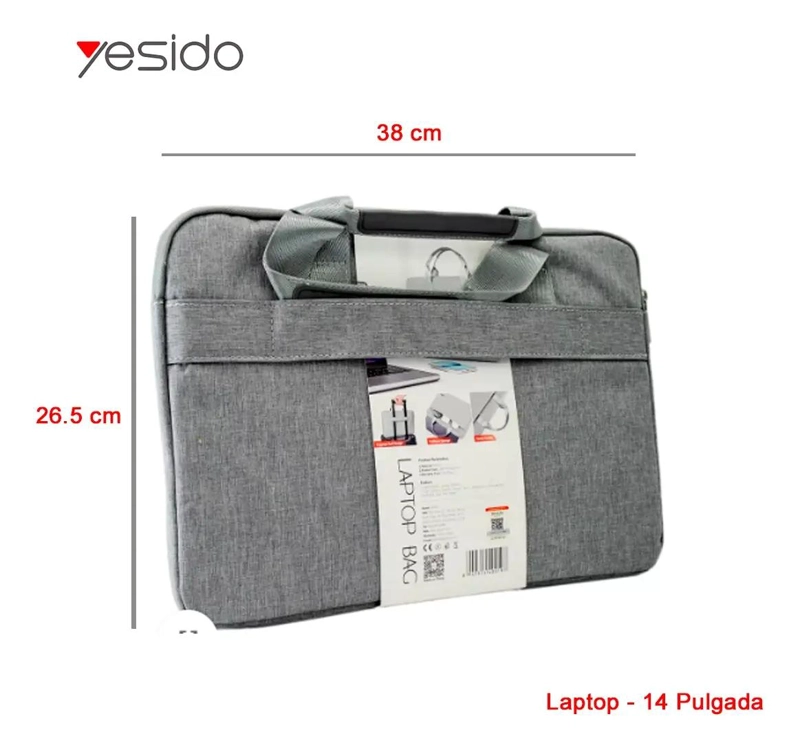 BOLSO ESTUCHE IMPERMEABLE PARA LAPTOP DE 14 PULGADAS COLOR GRIS - 2
