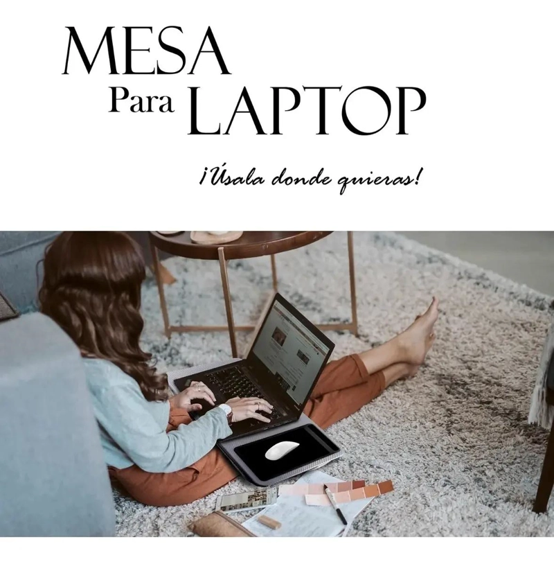 MESA PLEGABLE PARA LAPTOP CON SOPORTE PARA CELULAR Y MOUSE - 7