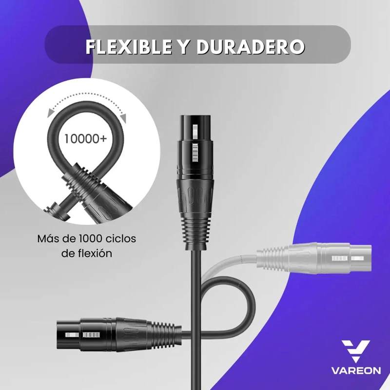 CABLE XLR DE 5 METROS PARA MICROFONO Y CONSOLA DE AUDIO - 3