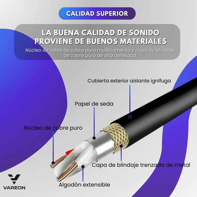 CABLE XLR DE 5 METROS PARA MICROFONO Y CONSOLA DE AUDIO - 4