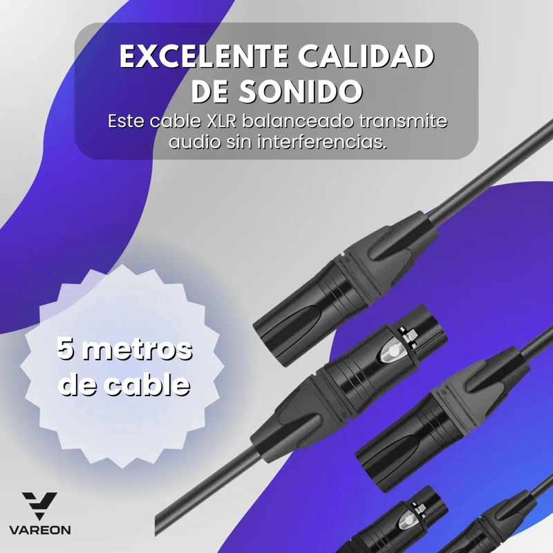 CABLE XLR DE 5 METROS PARA MICROFONO Y CONSOLA DE AUDIO - 6