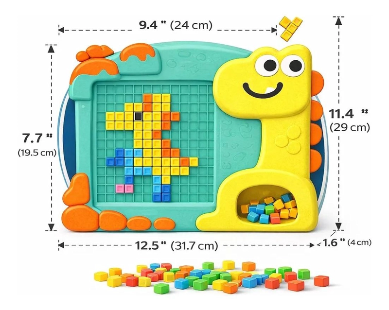 MOSAICO CREATIVO DE DINOSAURIO CON BLOQUES DE COLORES - 4