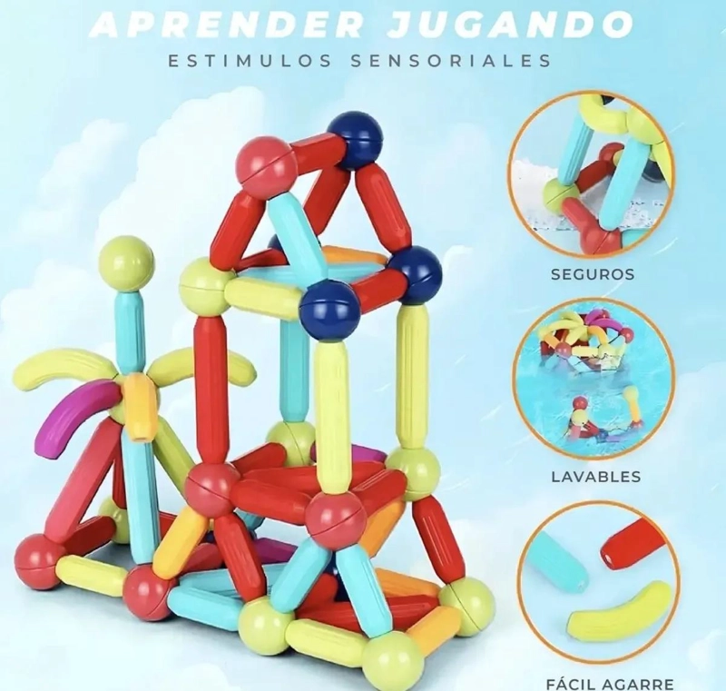 BLOQUES MAGNE TICOS DE CONSTRUCCION 64 PIEZAS PARA NIÑOS - 4