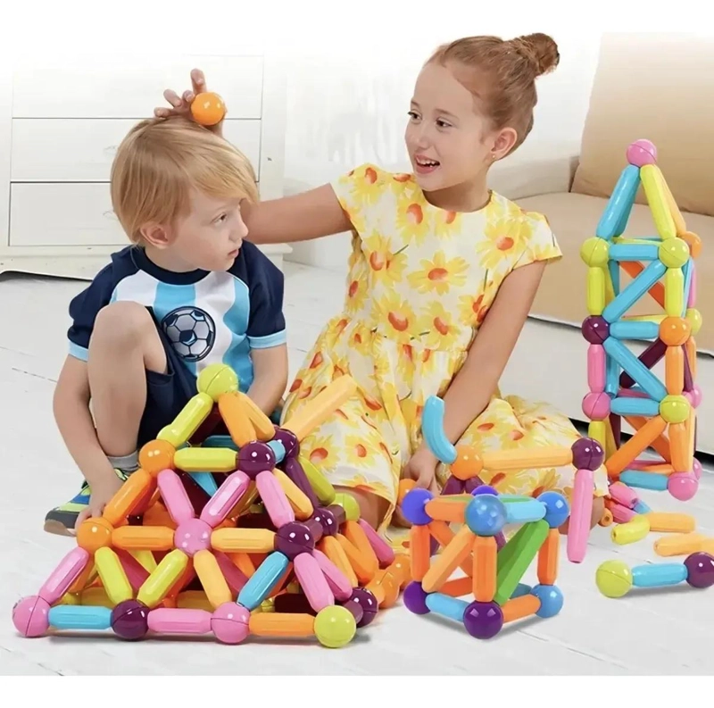 BLOQUES MAGNE TICOS DE CONSTRUCCION 64 PIEZAS PARA NIÑOS - 8