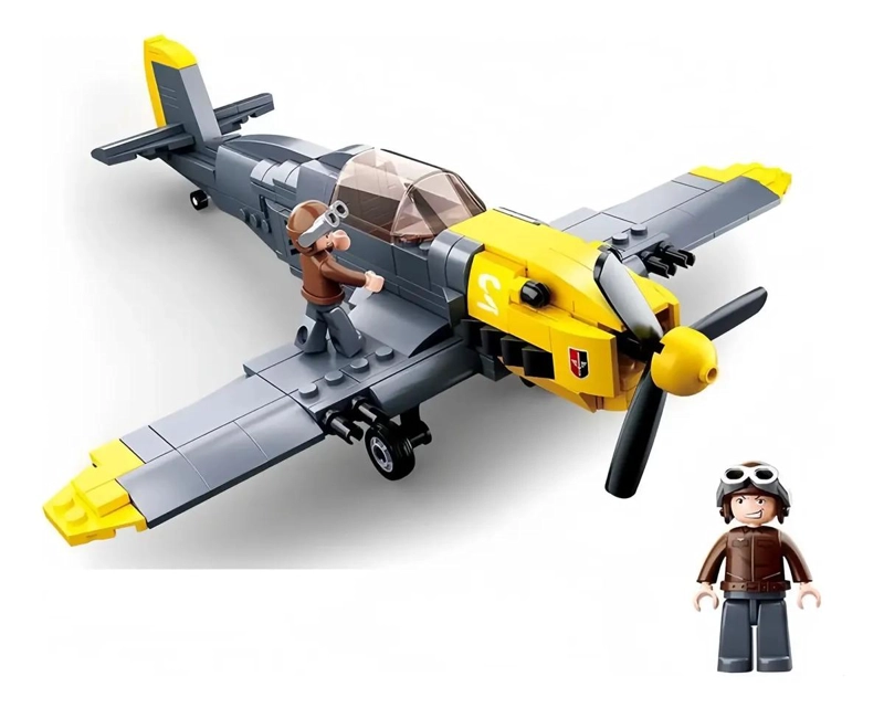JUGUETE DE BLOQUES AVION CAZA MILITAR PARA NIÑOS - 6