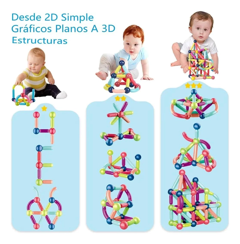 BLOQUES MAGNE TICOS DE CONSTRUCCION 36 PIEZAS PARA NIÑOS - 5