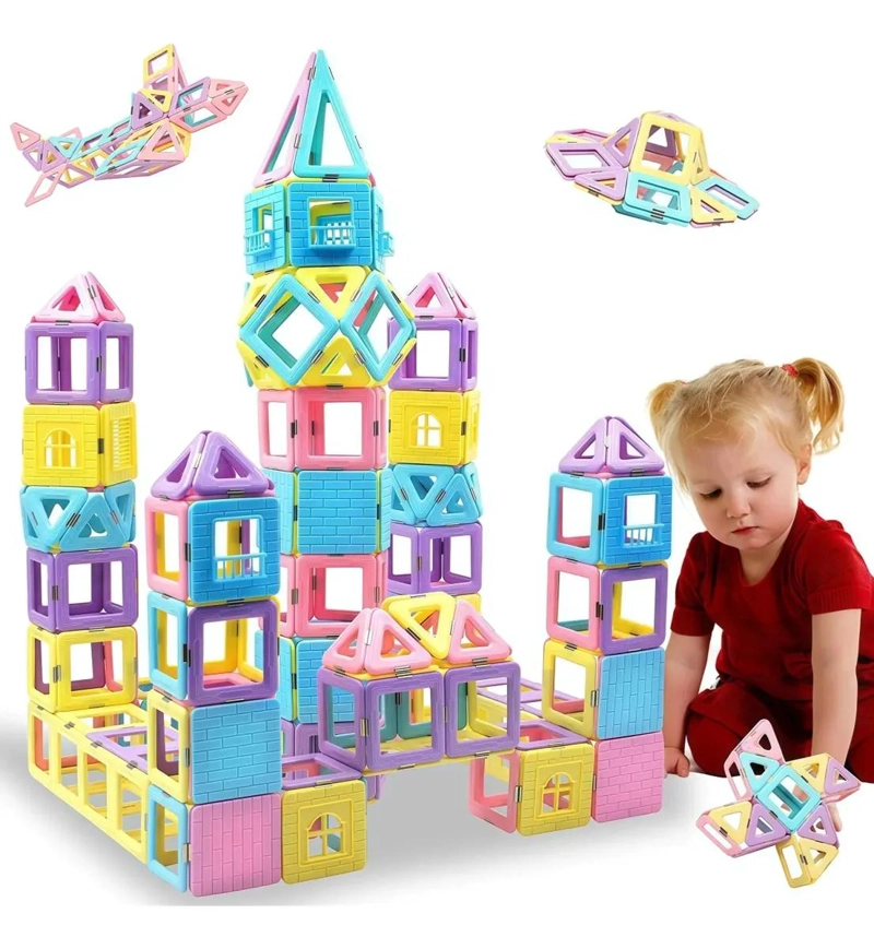 BLOQUES MAGNE TICOS DIDACTICOS 58 PIEZAS PARA NIÑOS - 1