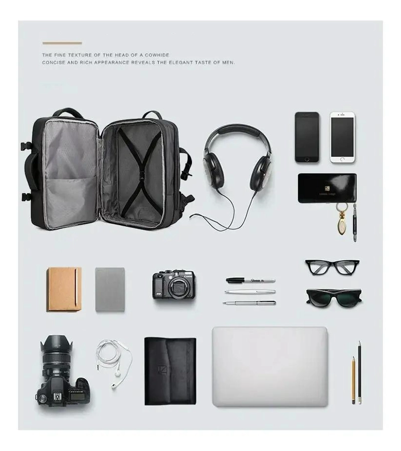 MOCHILA EXPANDIBLE IMPERMEABLE CON PUERTO USB MULTIFUNCIONAL - 3