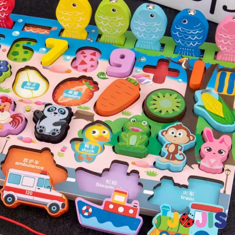 TABLERO EDUCATIVO MONTESSORI DE MADERA CON NUMEROS Y FIGURAS - 2