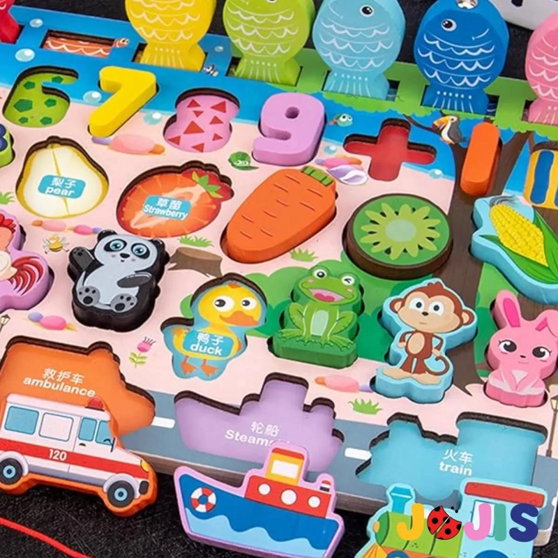 TABLERO EDUCATIVO MONTESSORI DE MADERA CON NUMEROS Y FIGURAS - 3