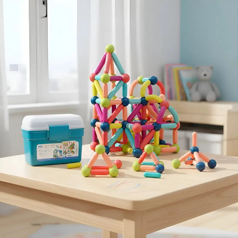 JUEGO DIDACTICO DE BARRAS MAGNE TICAS 3D CON 84 PIEZAS - 1