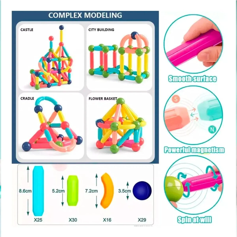 JUEGO DIDACTICO DE BARRAS MAGNE TICAS 3D CON 84 PIEZAS - 6