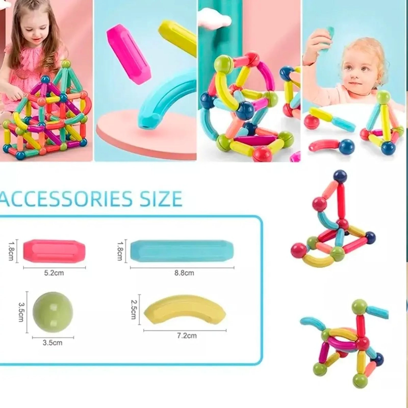JUEGO DIDACTICO DE BARRAS MAGNE TICAS 3D CON 84 PIEZAS - 8