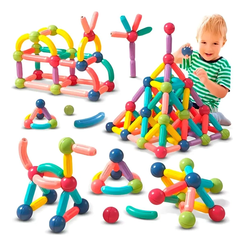 JUEGO DIDACTICO DE BARRAS MAGNE TICAS 3D CON 84 PIEZAS - 9