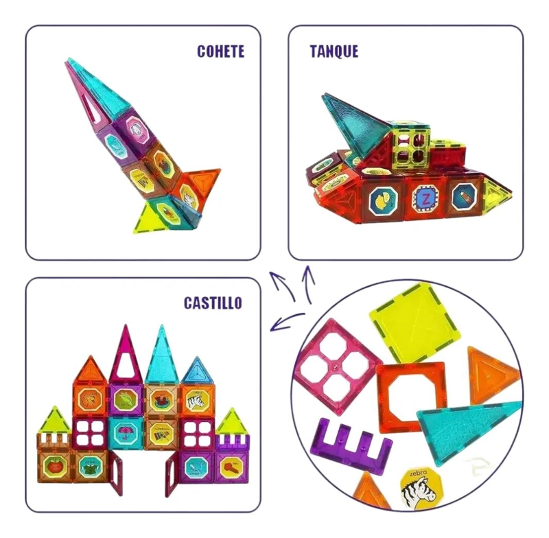 SET DE BLOQUES MAGNE TICOS EDUCATIVOS 32 PIEZAS PARA NIÑOS - 4