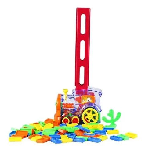 TREN AUTOMATICO CON DOMINO Y BLOQUES APILABLES PARA NIÑOS - 1