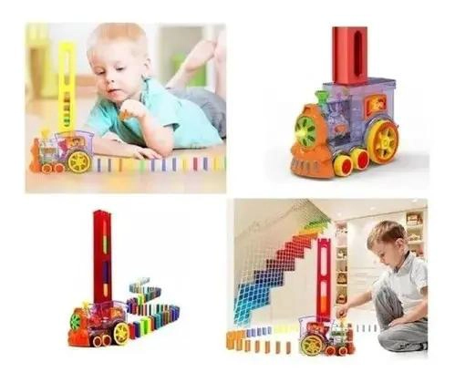 TREN AUTOMATICO CON DOMINO Y BLOQUES APILABLES PARA NIÑOS - 2