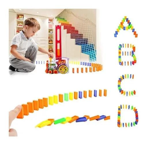 TREN AUTOMATICO CON DOMINO Y BLOQUES APILABLES PARA NIÑOS - 3