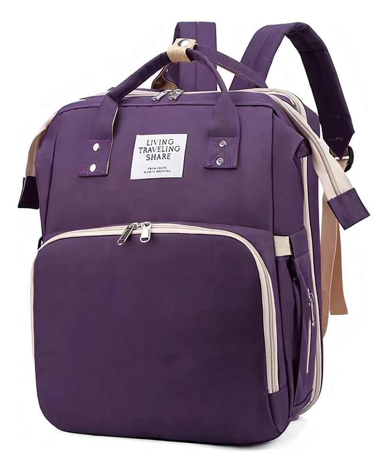 MOCHILA PANALERA MULTIFUNCIONAL IMPERMEABLE PARA BEBE S COLOR VIOLETA - 1