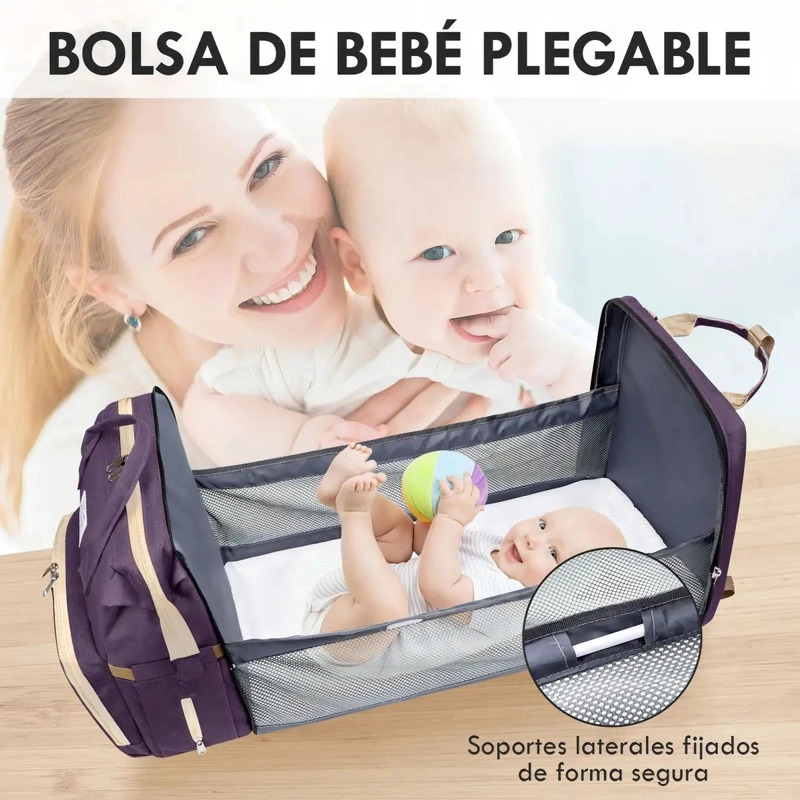 MOCHILA PANALERA MULTIFUNCIONAL IMPERMEABLE PARA BEBE S COLOR VIOLETA - 5