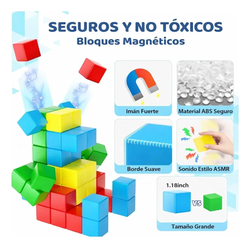 BLOQUES MAGNE TICOS DIDACTICOS PARA CONSTRUCCION 100 PIEZAS - 4