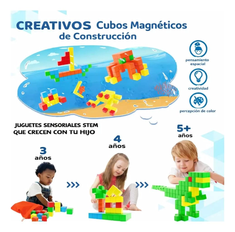 BLOQUES MAGNE TICOS DIDACTICOS PARA CONSTRUCCION 100 PIEZAS - 5