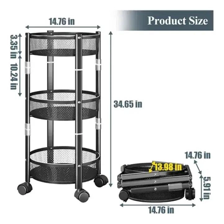 ESTANTE METALICO PLEGABLE CON RUEDAS PARA COCINA - 3